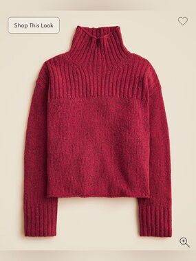 J Crew Ribbed turtleneck sweater in donegal wool blend, Red, Small